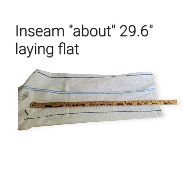 Ann Taylor Cream Blue Green Striped Wide-Leg Linen-Blend Pants Size 12 - Picture 8 of 15